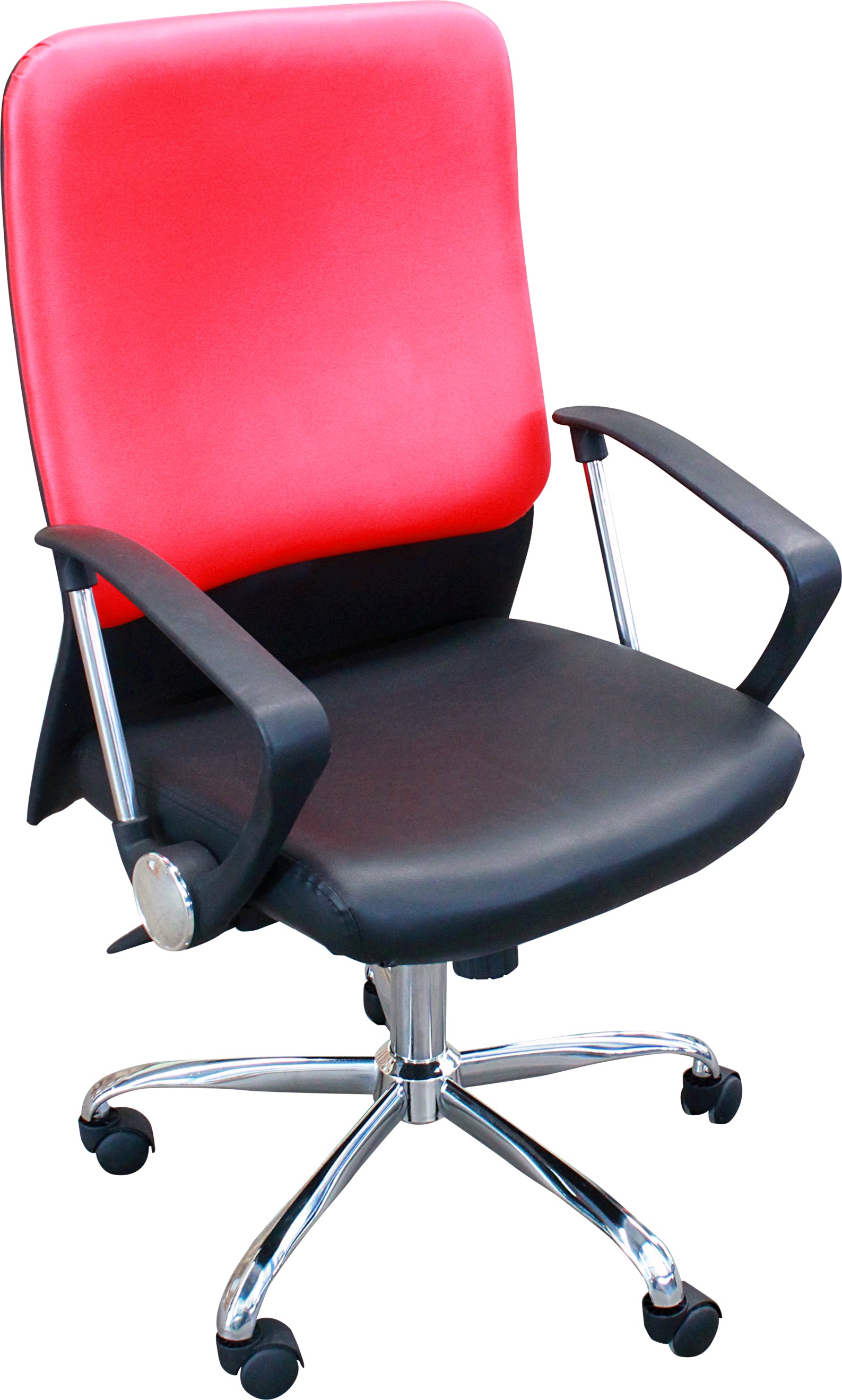 เก้าอี้สำนักงานหุ้มหนัง ขาเหล็กล้อเลื่อน