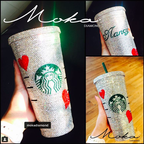 แก้ว Starbucks ติดเพชร ขนาด Grande size 24 oz.
