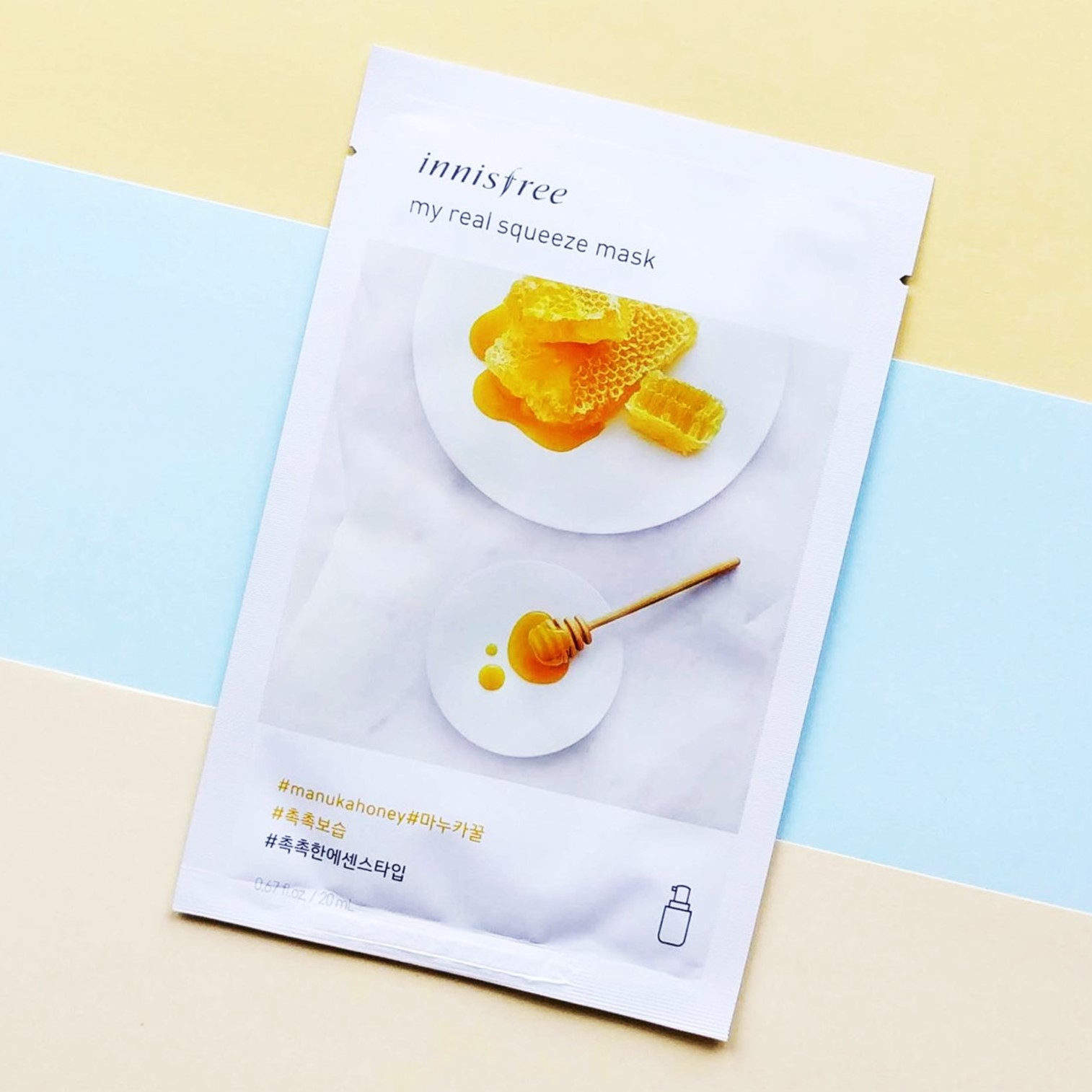 Innisfree My Real Squeeze Mask EX Manuka Honey X4 มาส์คบำรุงผิวหน้ากระจ่างใสจากเกาหลีสูตรน้ำผึ้งมานูก้าแพ็ค4แผ่น