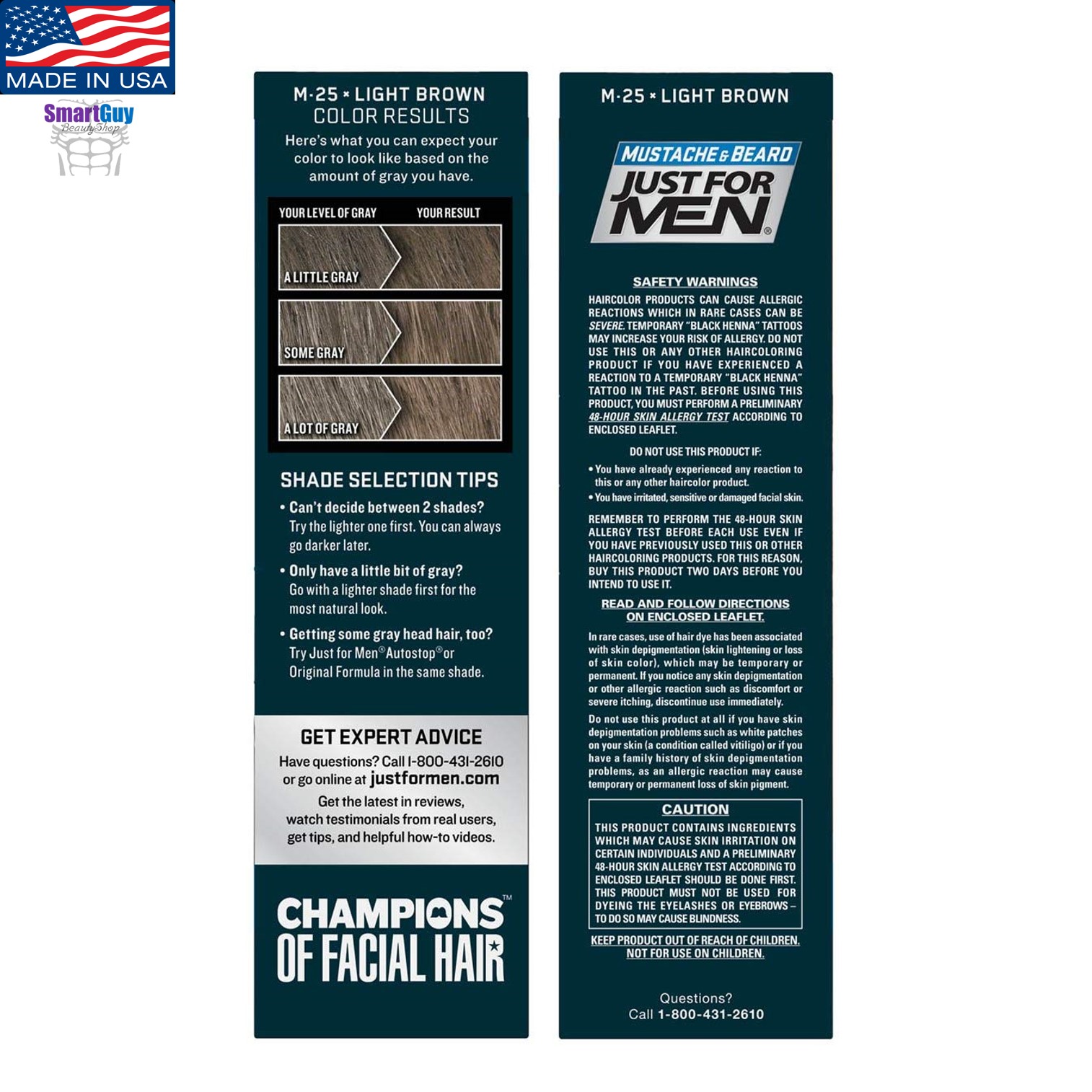 Just For Men Moustache & Beard M25 Light Brown 14g. ครีมเปลี่ยนสีหนวดเคราคิ้วสำหรับผู้ชาย สินค้านำเข้าจากสหรัฐอเมริกา สีน้ำตาลสว่างธรรมชาติ