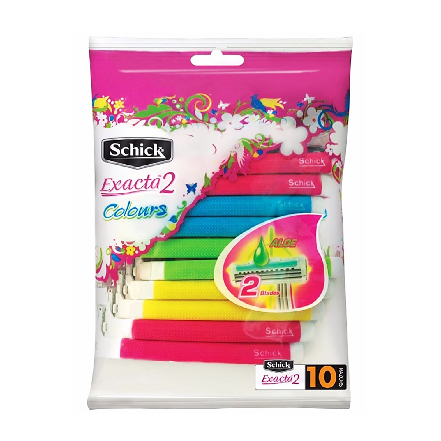 Schick Exacta 2 Colours Women's Disposable Razor (10s) ชุดมีดโกนแพ็ค 10 ด้ามสุดคุ้มในราคาพิเศษ