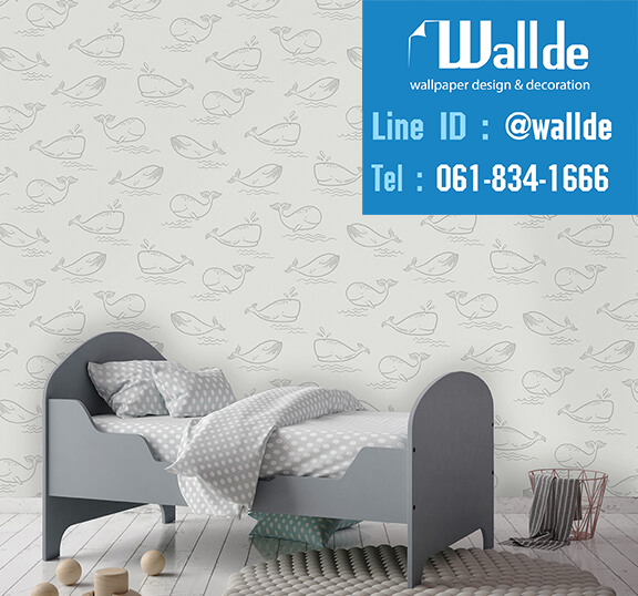 วอลเปเปอร์ห้องเด็ก วอลเปอร์ลายการ์ตูน ลายปลาวาฬ