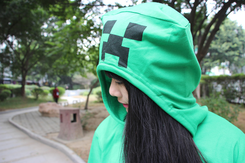 เสื้อฮู้ดมายคราฟ สีเขียว
