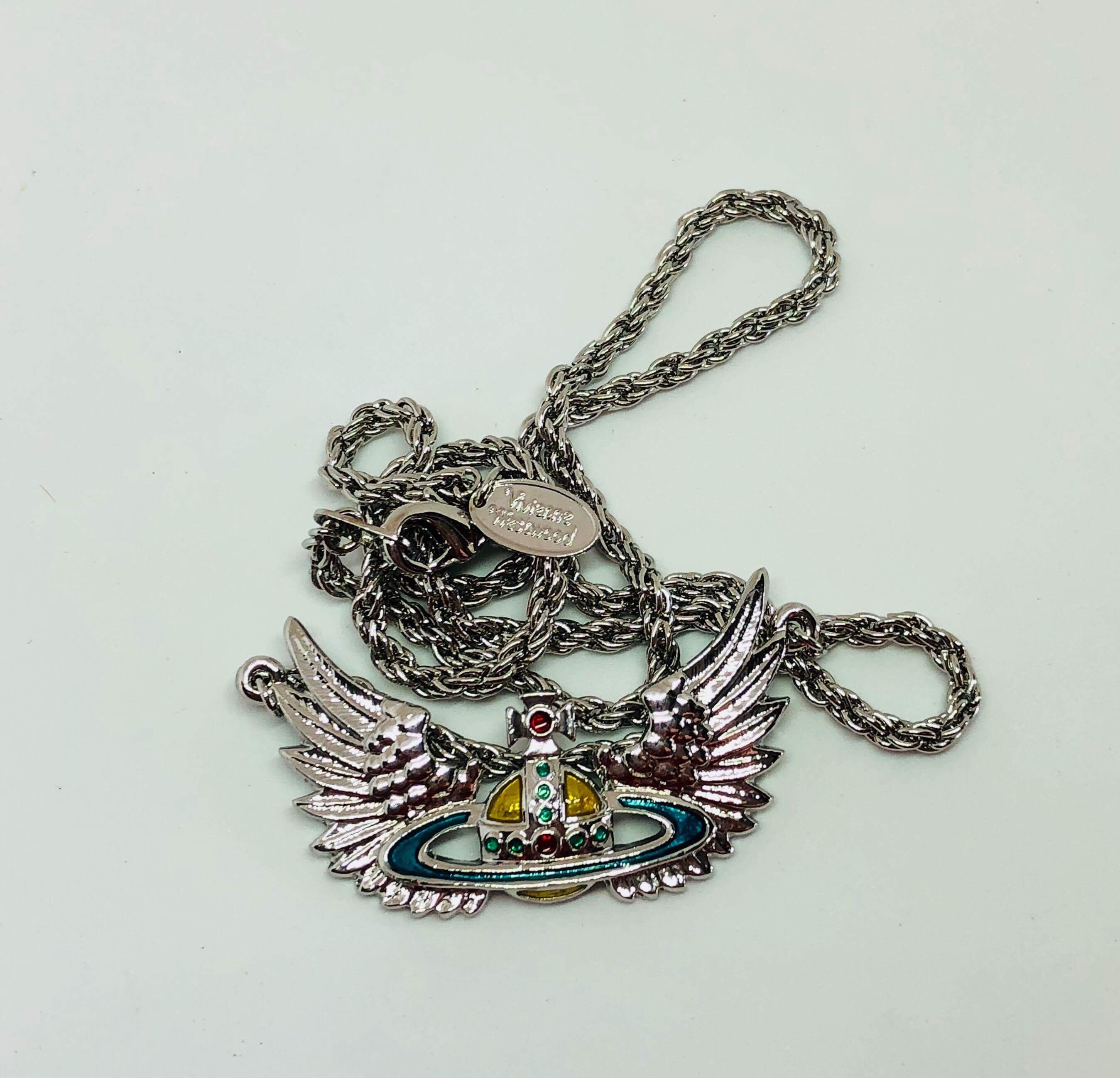 Vivienne Westwood Winged Enamel Orb Pendant Necklace