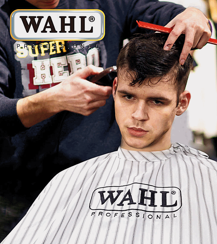 WAHL BARBER CAPE ผ้าคลุมตัดผม Original Black-White #คอกระดุม#