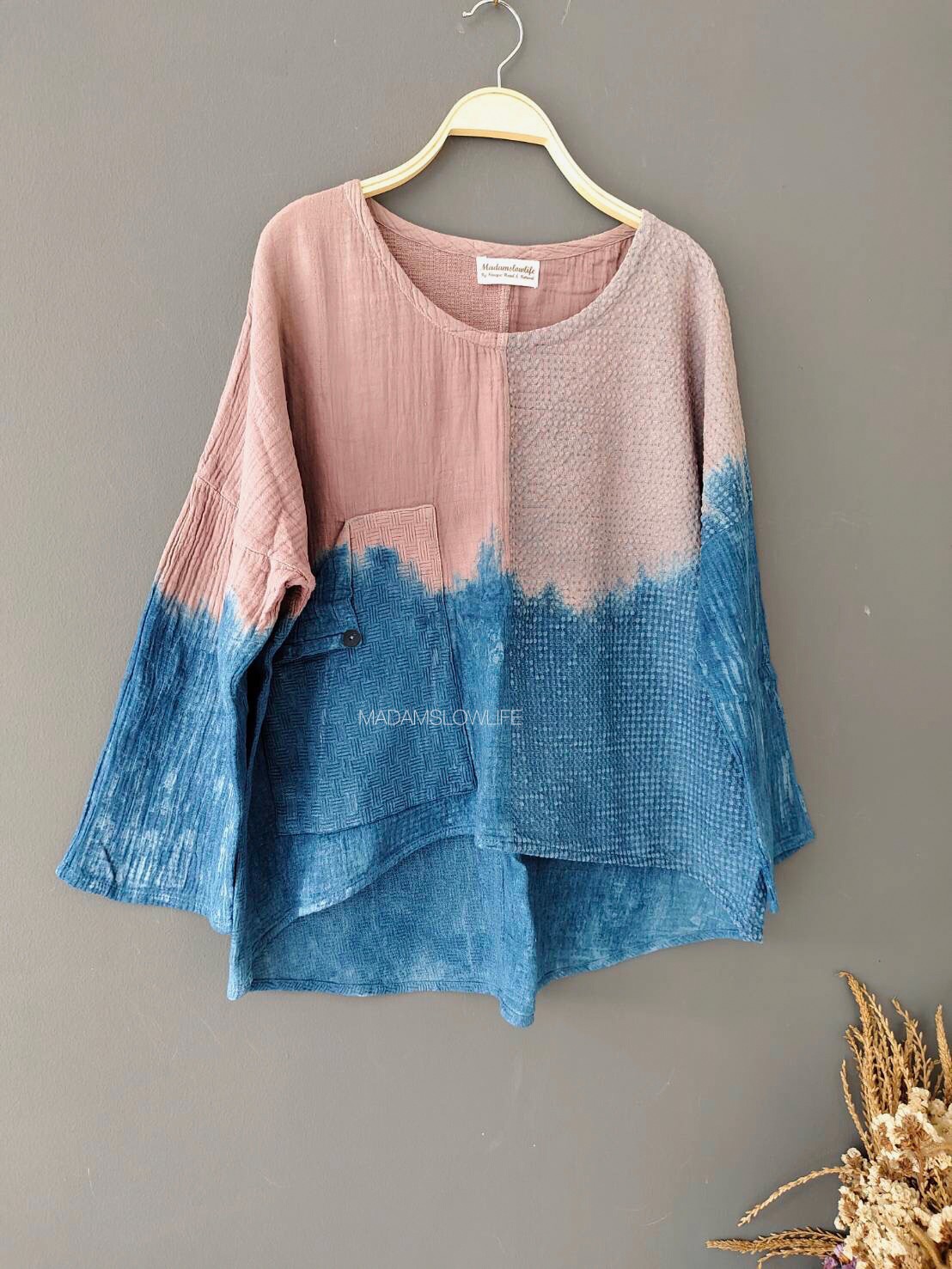 เสื้อแขนยาว มัดย้อมทูโทน Size: F