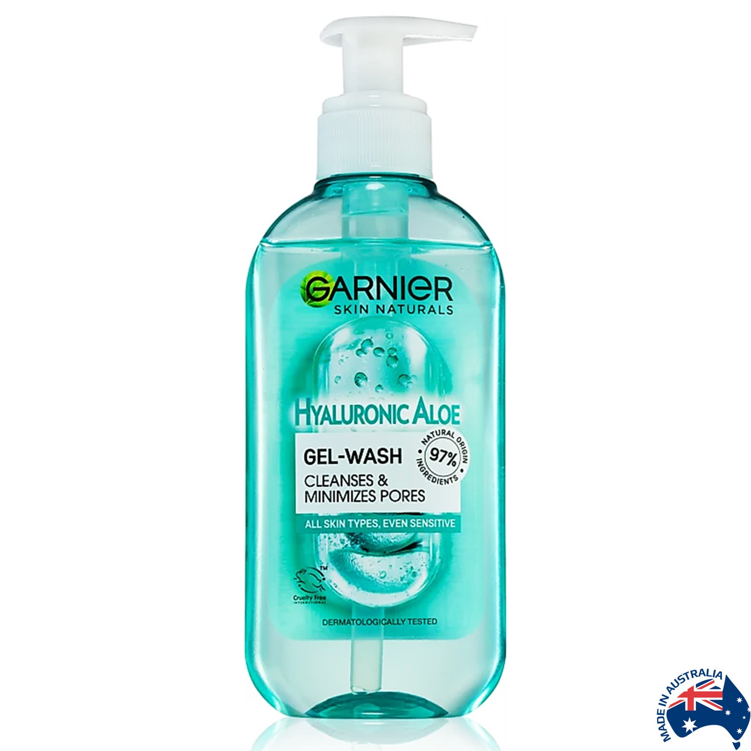 Garnier SkinActive Hyaluronic Aloe Gel Cleanser 200ml ผลิตภัณฑ์ทำความสะอาดผิวหน้ากระจ่างใสแลดูอ่อนกว่าวัยสูตรพิเศษสินค้านำเข้าจากออสเตรเลียของแท้พร้อมส่ง