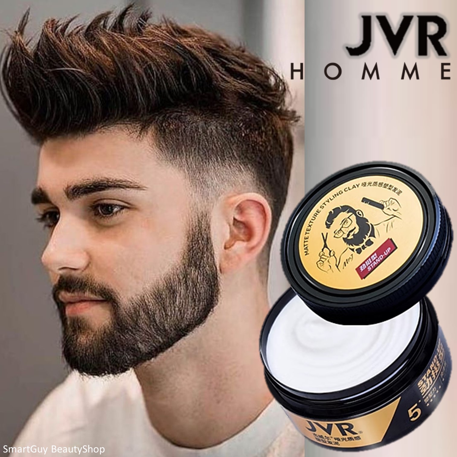 JVR Hair Styling Wax for Men Pliable Mens Hair Clay Wax Matte 80g ผลิตภัณฑ์จัดแต่งทรงผมผู้ชายสูตรพิเศษคุณภาพสูงจากต่างประเทศของแท้พร้อมส่ง