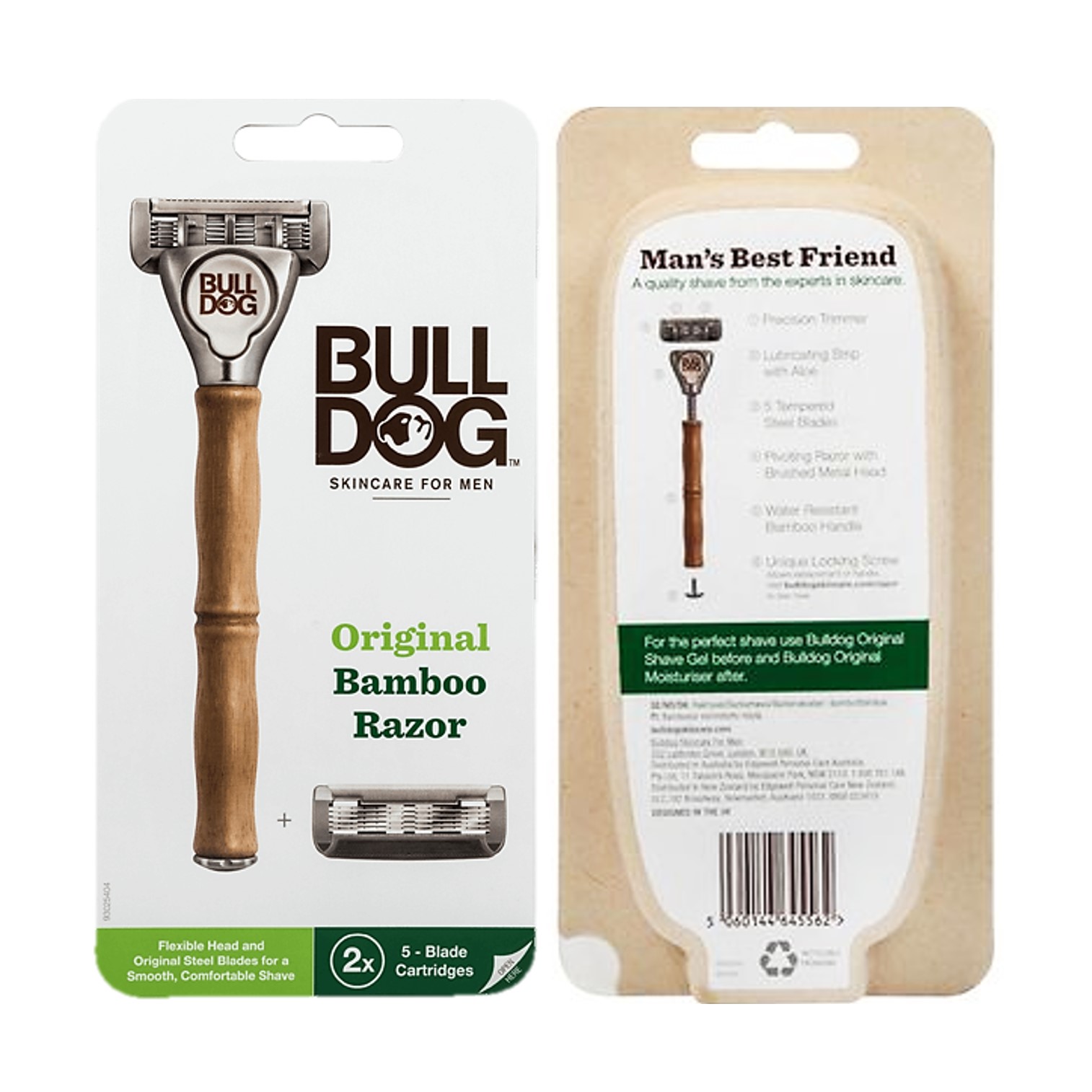 BullDog Skincare For Men Original Bamboo Razor ชุดอุปกรณ์สำหรับโกนหนวดรุ่นพิเศษ5ใบมีด สินค้านำเข้าจากอังกฤษของแท้