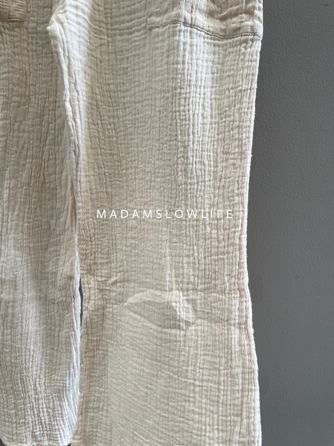 กางเกงขายาว เนื้อผ้าคอตตอน Cotton Soft with texture design นิ่มใส่สบาย อัดยับ ไม่ต้องรีด เอวยืด Elastic waist