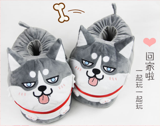 รองเท้าใส่ในบ้าน ลาย ฮัสกี้ น้องหมาสุดน่ารัก