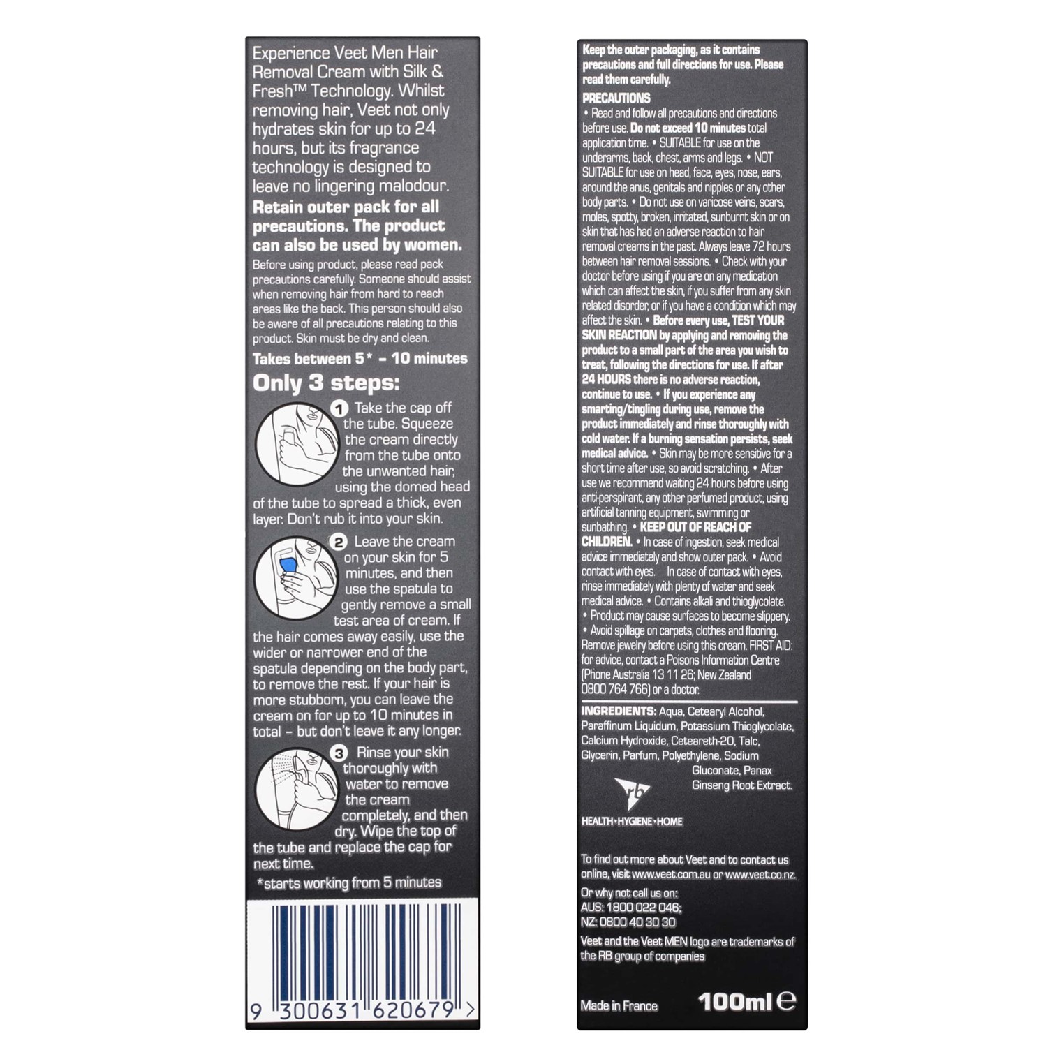 VEET Men Bodycurv Dome Applicator Underarm Hair Removal Cream 100 ml ครีมกำจัดขนบริเวณส่วนเว้าโค้งจุดซ่อนเร้นของร่างกายสูตรอ่อนโยนสำหรับผู้ชาย