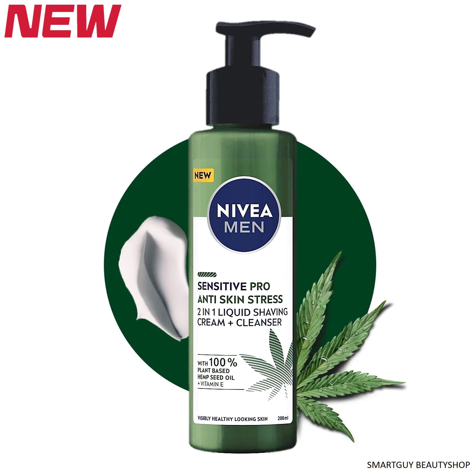 Nivea Men Sensitive Pro 2in1 Liquid Shaving Cream&Cleanser 200ml ผลิตภัณฑ์ทำความสะอาดผิวหน้าผู้ชายสูตรใหม่ล่าสุดจากนีเวียเม็นสินค้านำเข้าจากต่างประเทศ