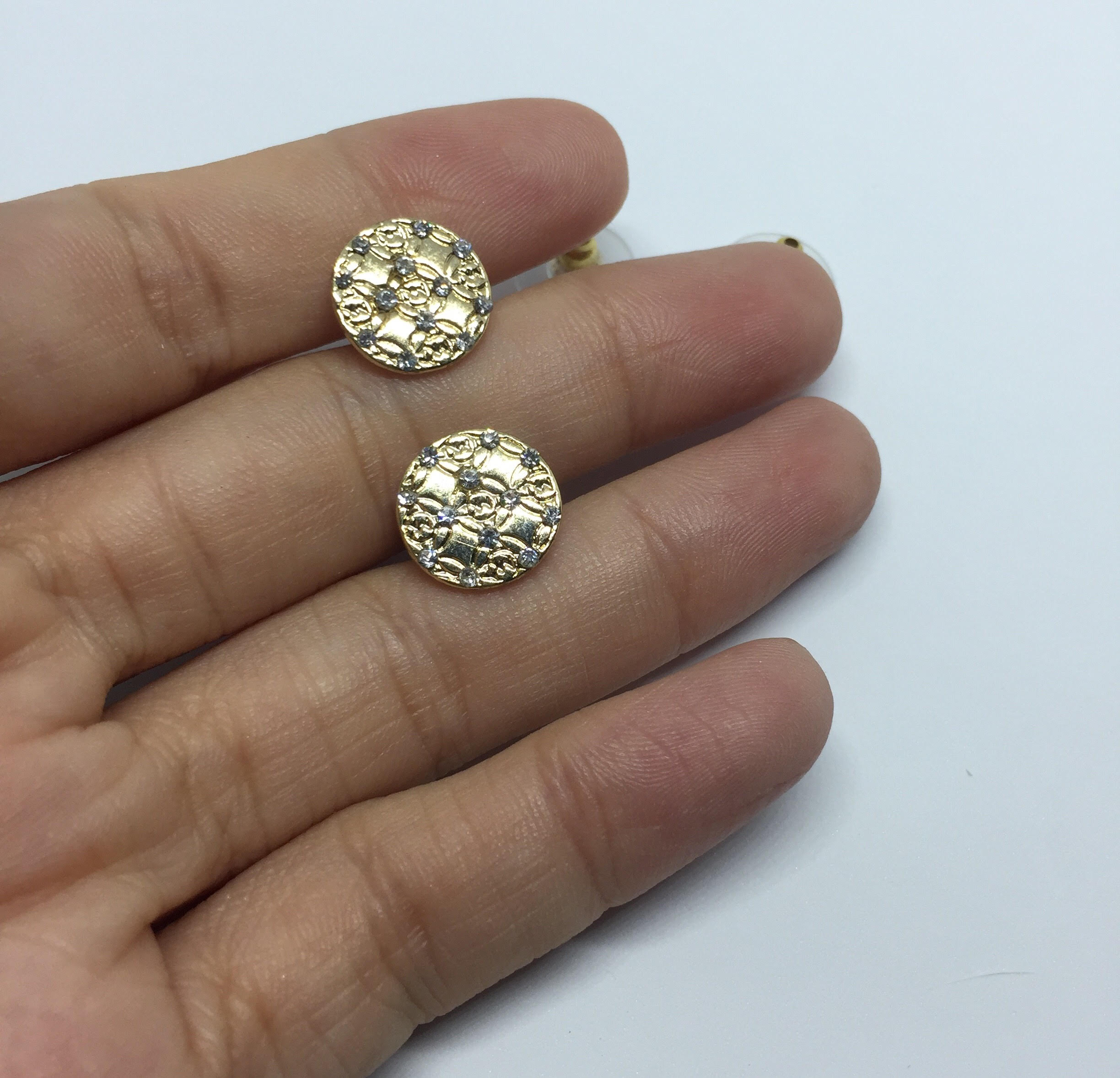 MK Heritage Monogram Crystal Set Earring-Golden