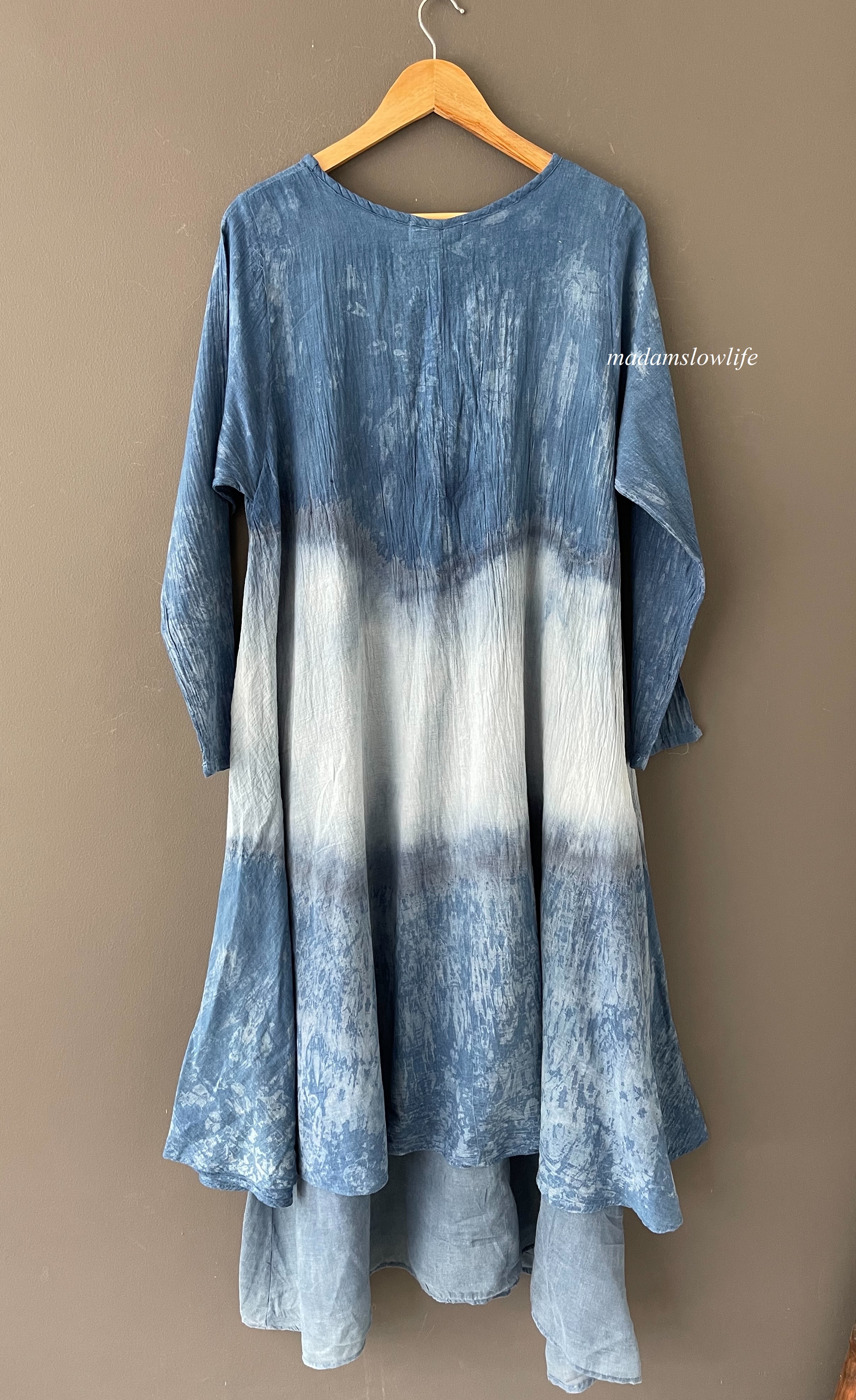 เดรสมัดย้อมผ้าคอตตอนนุ่มสวมใส่สบาย อก38-48 นิ้ว