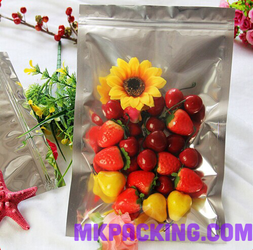 ถุงเมทัลไลท์ หน้าใส หลังฟอยล์ ซิปล็อค ตั้งไม่ได้ ขนาด 12*20 ซม.