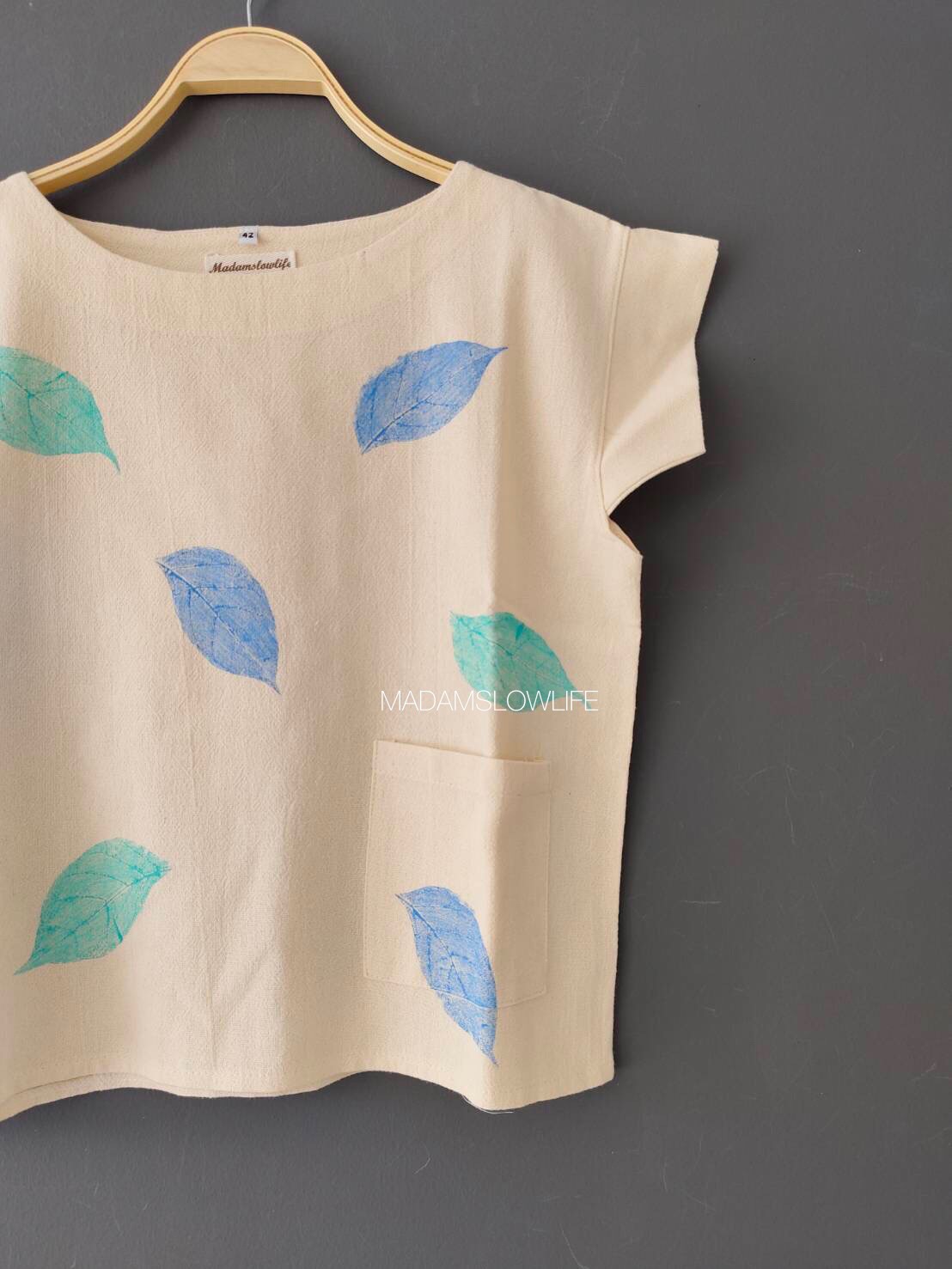 เสื้อผู้หญิง อก 38 40 42 ผ้าคอตตอนพรีเมียมแบบมีเทกเจอร์ ลวดลายใบไม้ใช้สีปลอดสารพิษ