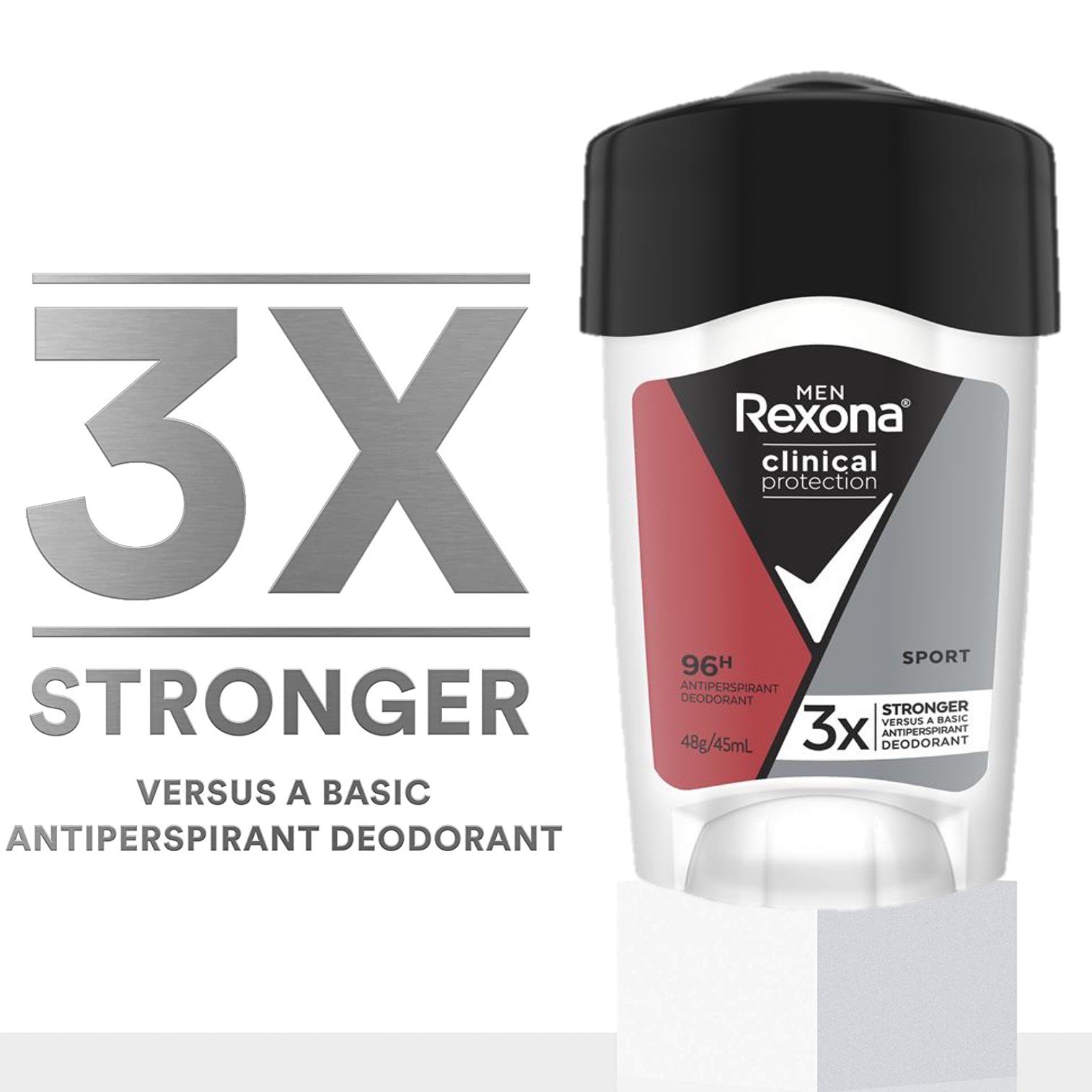 REXONA Men Sport Clinical Protection Antiperspirant Deodorant 45ml ผลิตภัณฑ์ครีมสติ๊กระงับกลิ่นใต้วงแขนสำหรับผู้ชายกลิ่นพิเศษจากต่างประเทศ