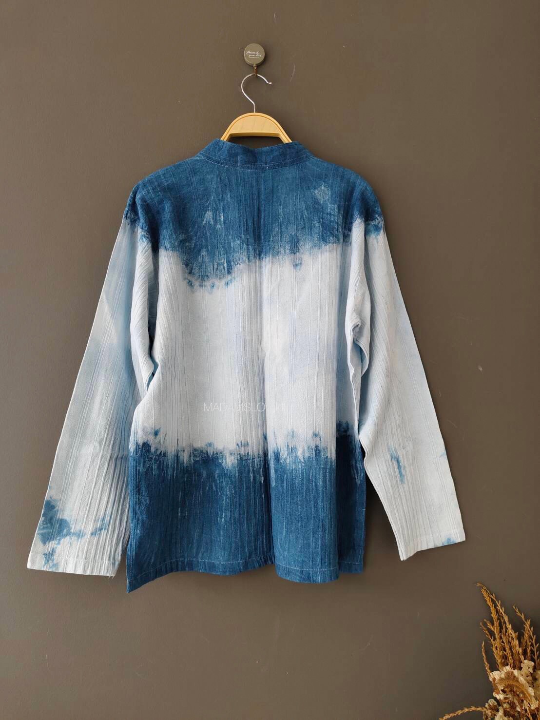 เสื้อคอจีนแขนยาวผู้ชาย ย้อมทูโทนSize:42" 44" 46" 48" 50"