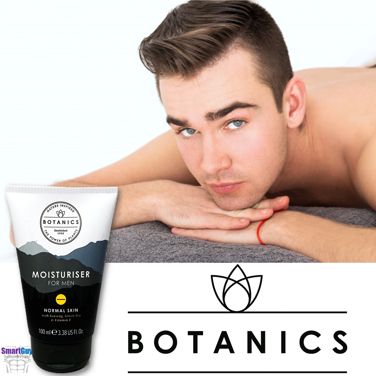 ครีมมอยซ์เจอร์ไรเซอร์ปรับผิวหน้ากระจ่างใสเพิ่มความชุ่มชื่นย้อนวัยผิวหน้าสำหรับผู้ชาย BOTANICS Moisturiser For Men Normal Skin 100ml.