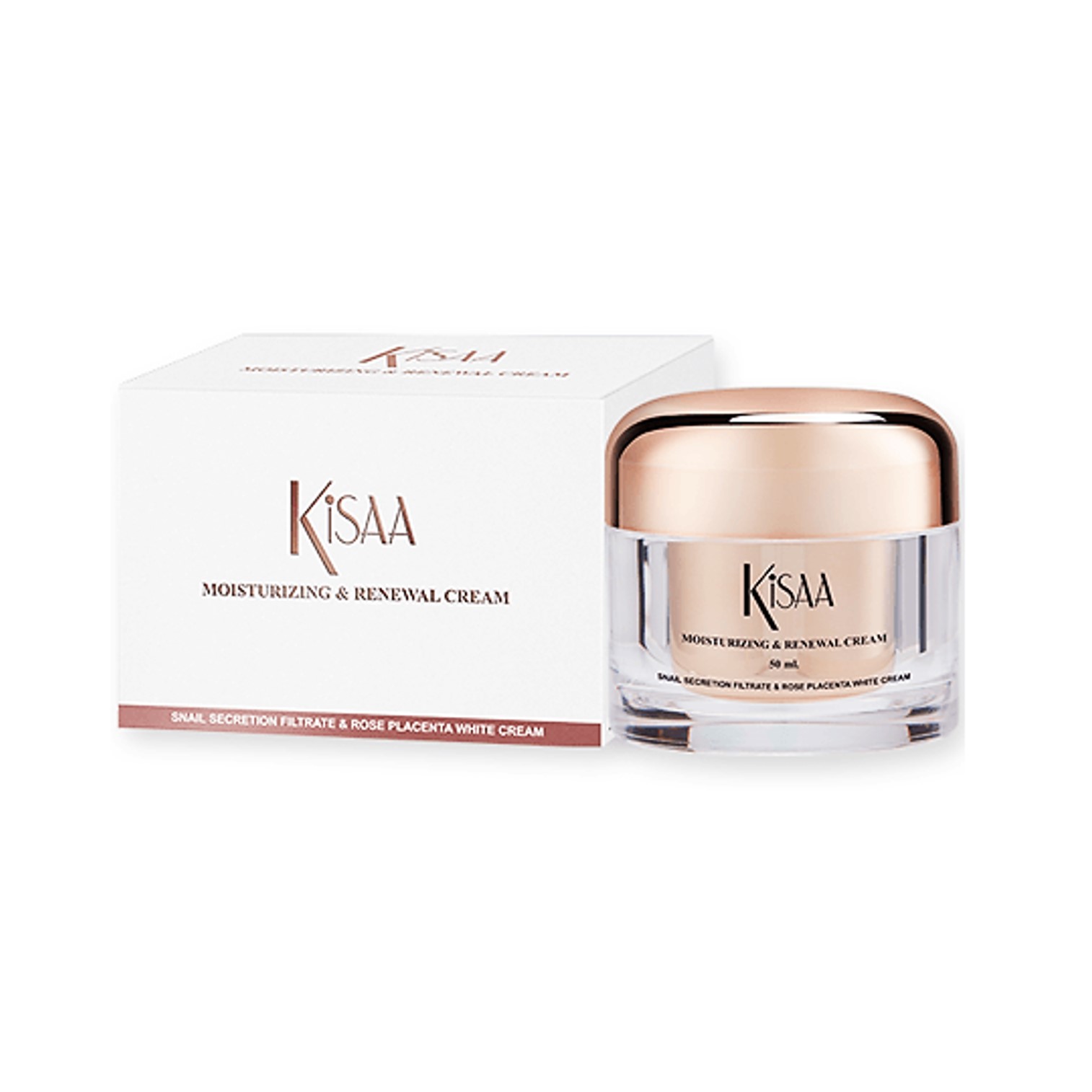 KISAA Moisturizing & Renewal Cream 50ml. ครีมหน้าใสสูตรเมือกหอยทากสีทองบำรุงและฟื้นฟูปรับสภาพผิวหน้าสูตรเข้มข้นของแท้จากเกาหลีสุดพรีเมี่ยม