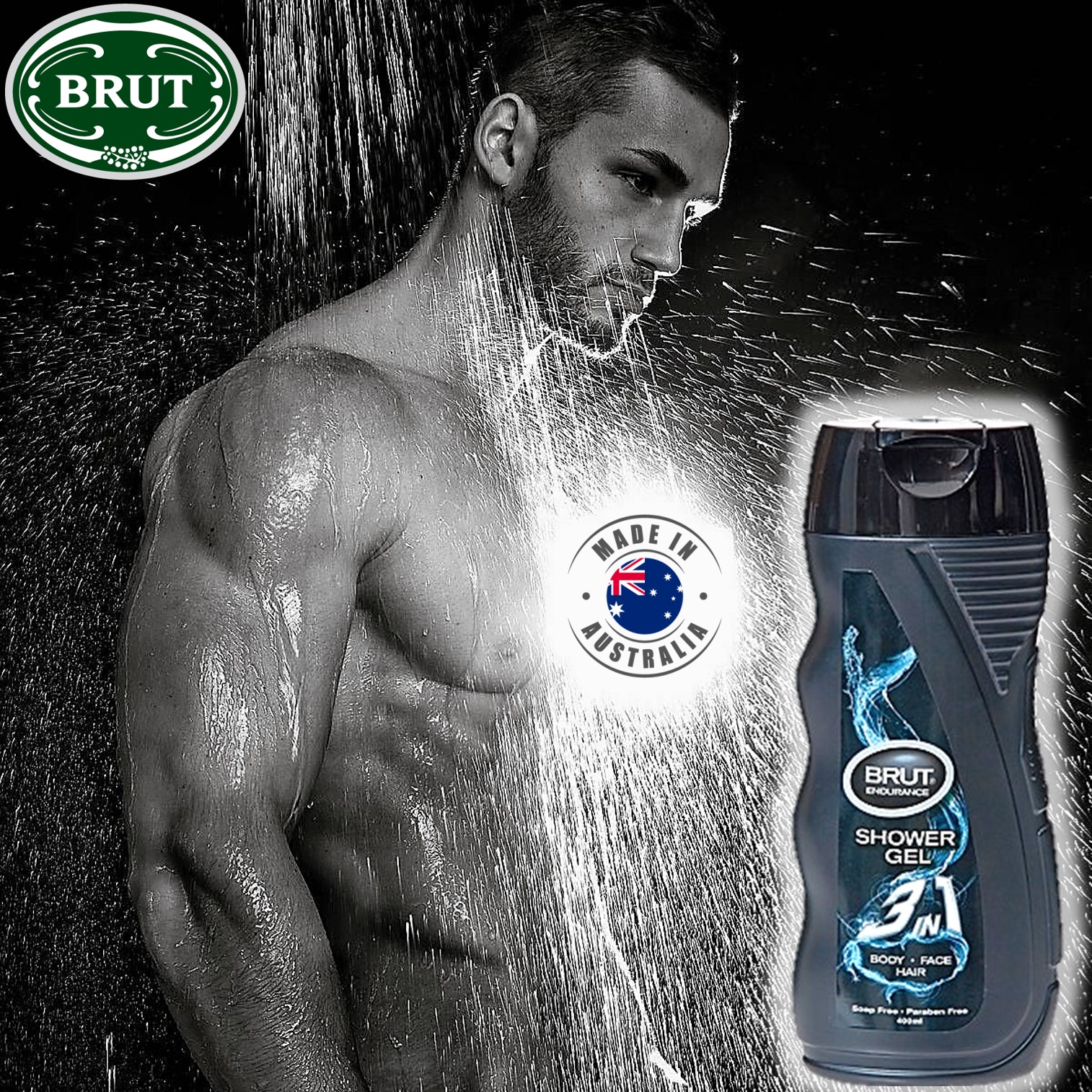 BRUT Shower Gel Endurance 400ml เจลอาบน้ำปลุกความสดชื่นให้ผิวหน้าผิวกายและเส้นผมสูตรสำหรับผู้ชาย สินค้านำเข้าจากต่างประเทศ