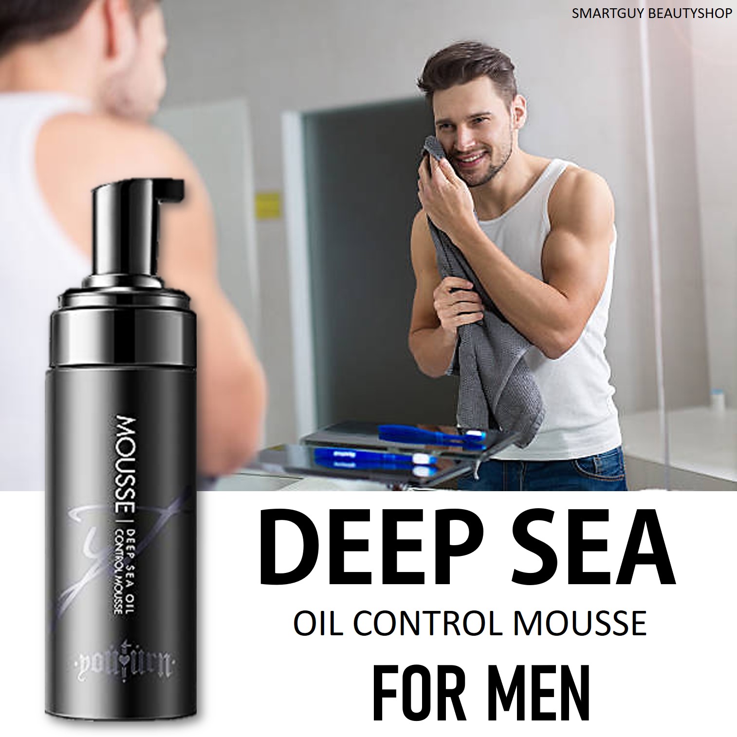 Deep Sea Oil Control Mousse Balancing Bubble Foam Facial Cleanser 150ml มูสโฟมทำความสะอาดผิวหน้าสำหรับผู้ชายสูตรควบคุมความมันส่วนเกิน