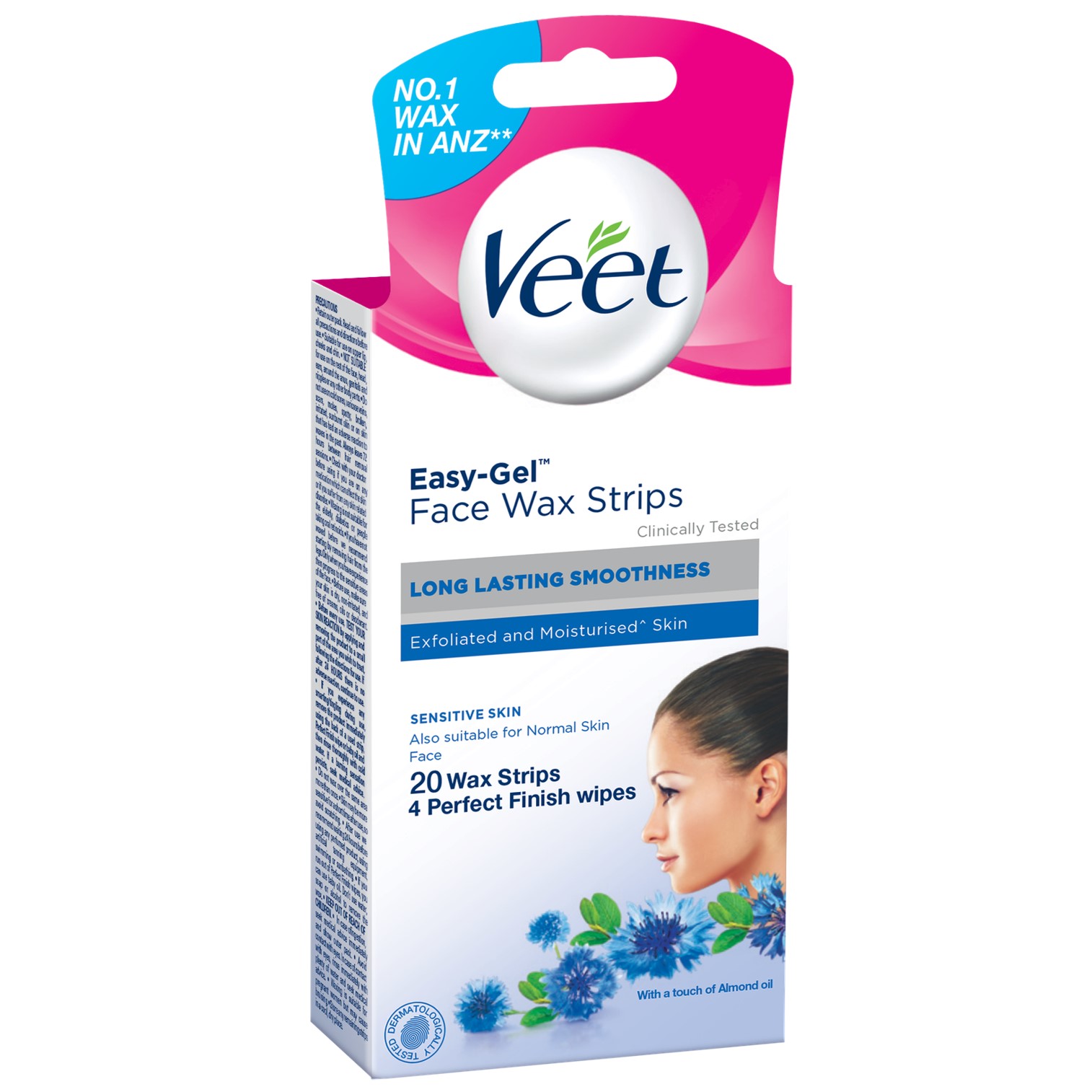Veet Easy-Gel Face Wax Strips Sensitive Skin ผลิตภัณฑ์กำจัดขนสำหรับใบหน้าสูตรอ่อนโยนพิเศษสินค้าลิขสิทธิ์แท้นำเข้าจากต่างประเทศ