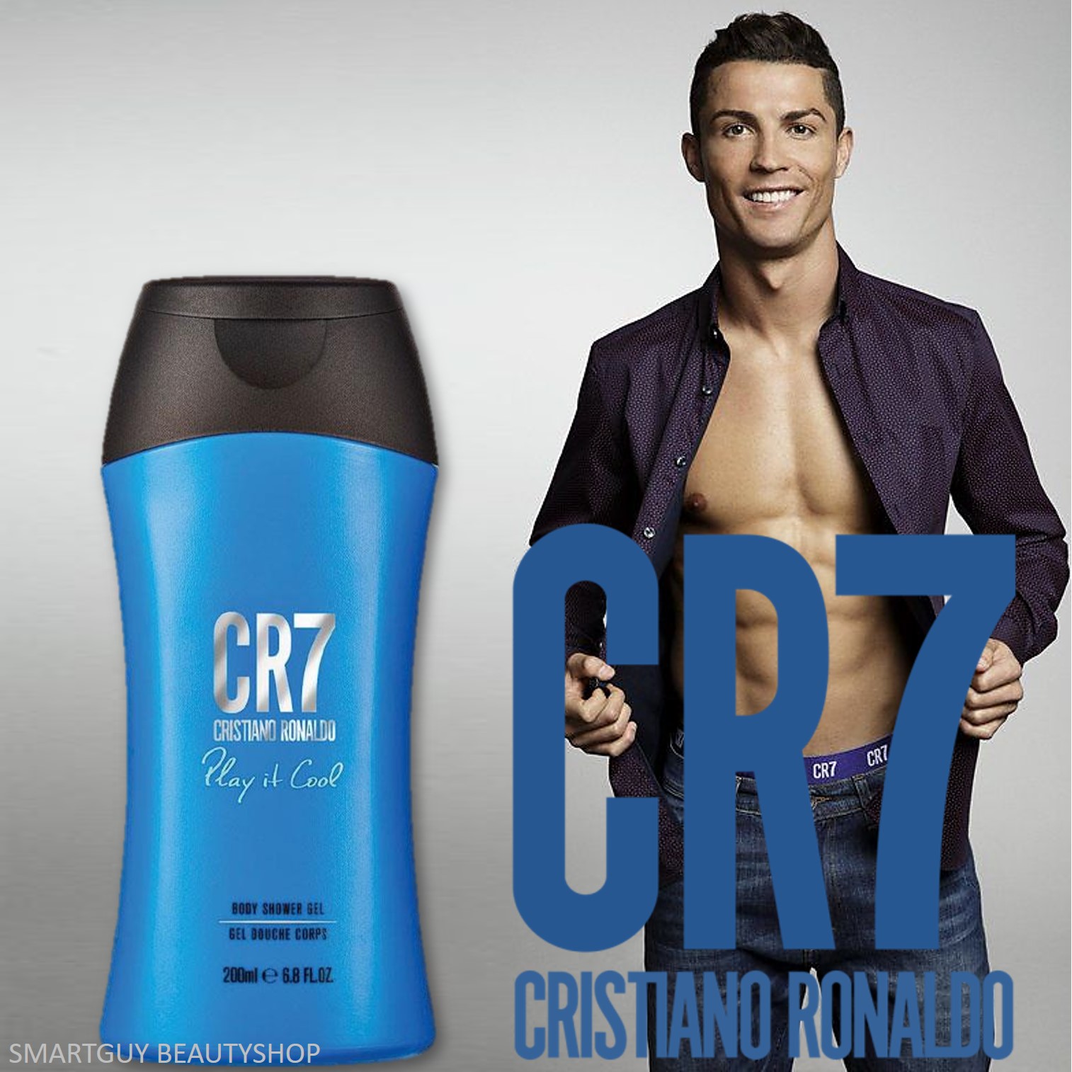 Cristiano Ronaldo CR7 Play It Cool 200ml Shower Gel 200ml ผลิตภัณฑ์ทำความสะอาดผิวกายสูตรเย็นสำหรับผู้ชายลิขสิทธิ์แท้จากโรนัลโด สินค้านำเข้าจากตางประเทศ