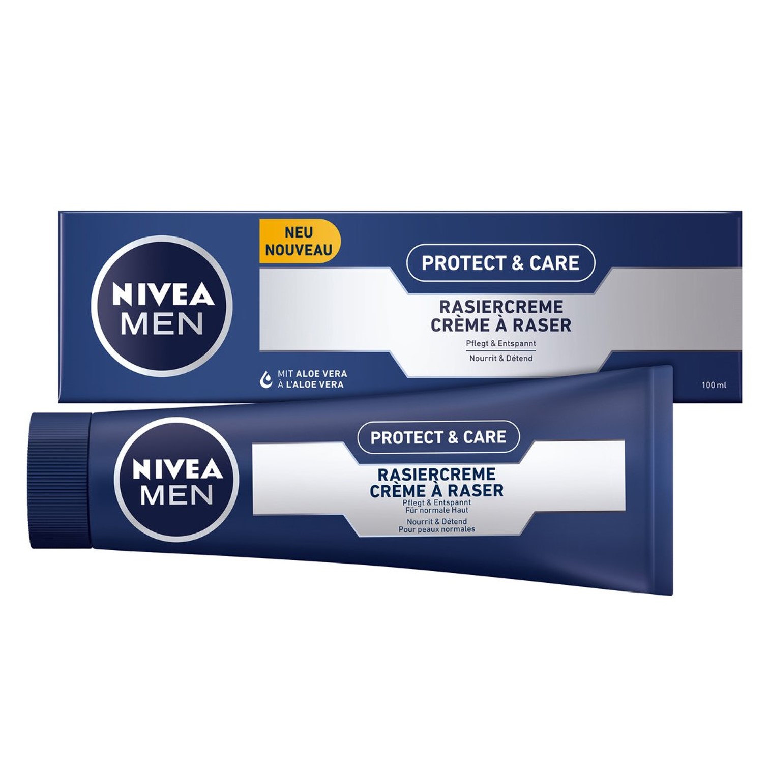 NIVEA MEN Protect&Care Rasiercream Shave Cream 100ml ครีมโกนหนวดสูตรพิเศษเพื่อการดูแลผิวหลังการโกนที่มีประสิทธิภาพ