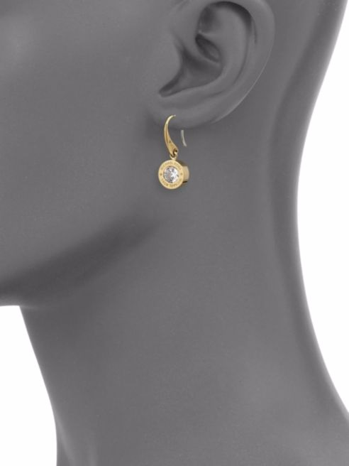 MK Brilliance Logo Drop Earrings-Gold