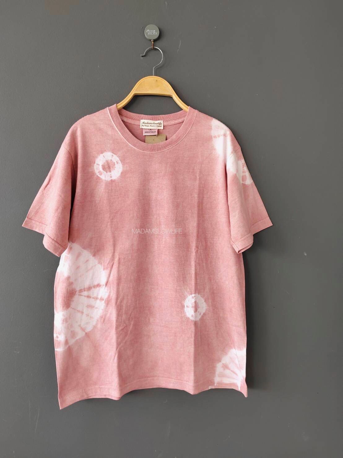 เสื้อยืดผู้ใหญ่ มัดย้อมสีชมพูธรรมชาติ Size : XS S M L XL 2XL 3XL