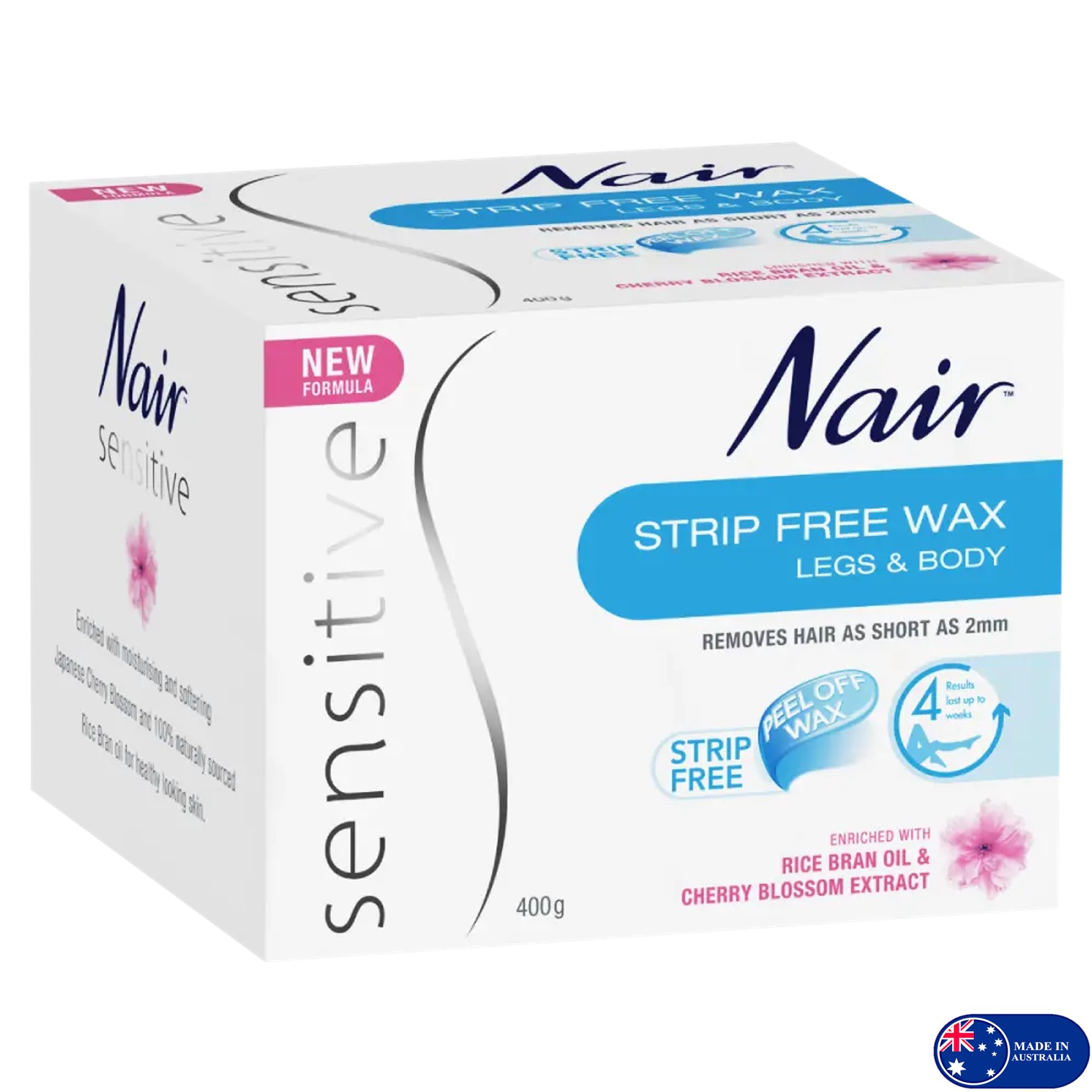 Nair Sensitive Strip Free Hair Remover Wax 400g ผลิตภัณฑ์กำจัดขนตามร่างกายสูตรอ่อนโยนสำหรับผู้หญิงสินค้านำเข้าจากออสเตรเลียพร้อมส่ง