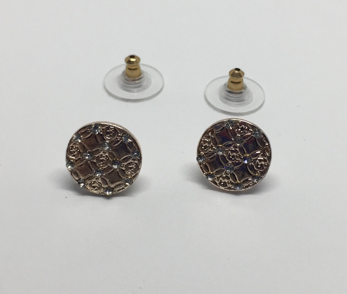 MK Heritage Monogram Crystal Set Earring-Pink Gold