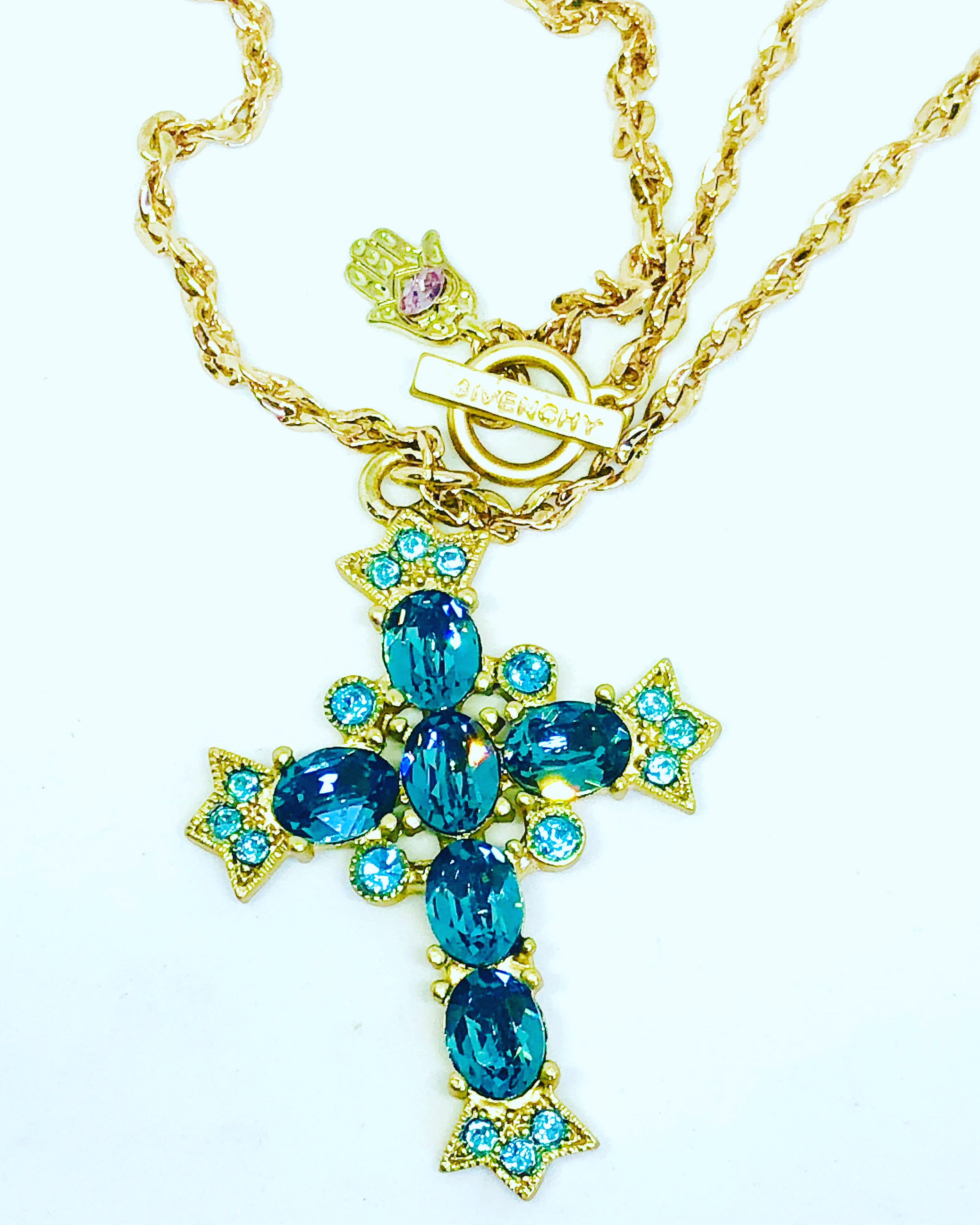 Givenchy Crystal Rhinestone Cross Necklace