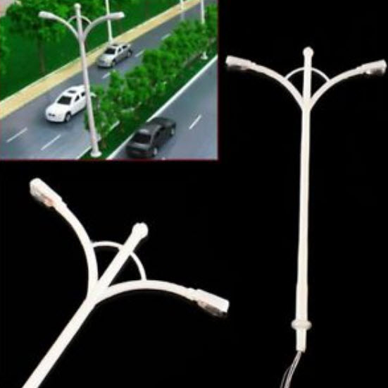 เสาไฟถนนสองกิ่ง 6V สูง 5.5 ซ.ม. (สเกล 1:200) / 5 ต้น