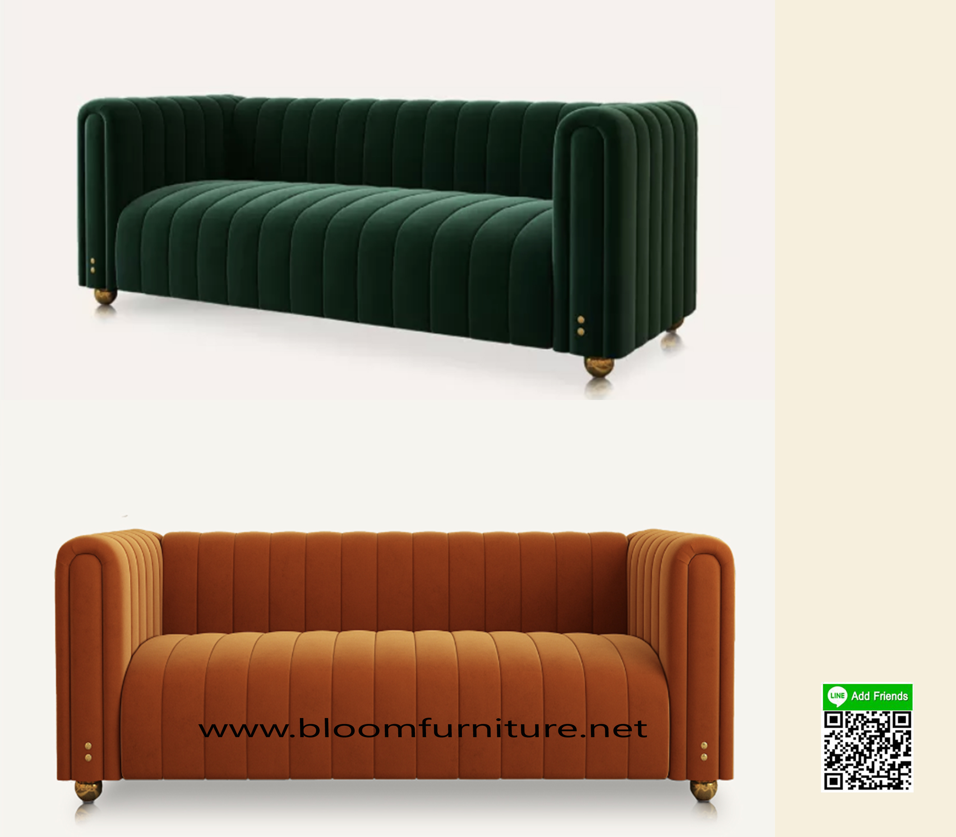 SOFA หุ้มผ้ากำมะหยี่ สวยหรูหรา นั่งสบาย