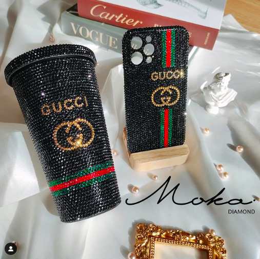 แก้วสตาร์บัคติดเพชรลายGUCCI