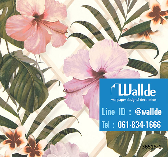 วอลเปเปอร์ลายใบไม้ สไตล์ทรอปปิคอล 0004