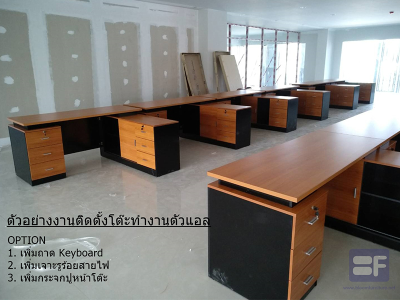 *พร้อมส่ง* โต๊ะทำงานตัวแอลพร้อมตู้เอกสารต่อด้านข้าง ขนาด 160*140*75 ซม.