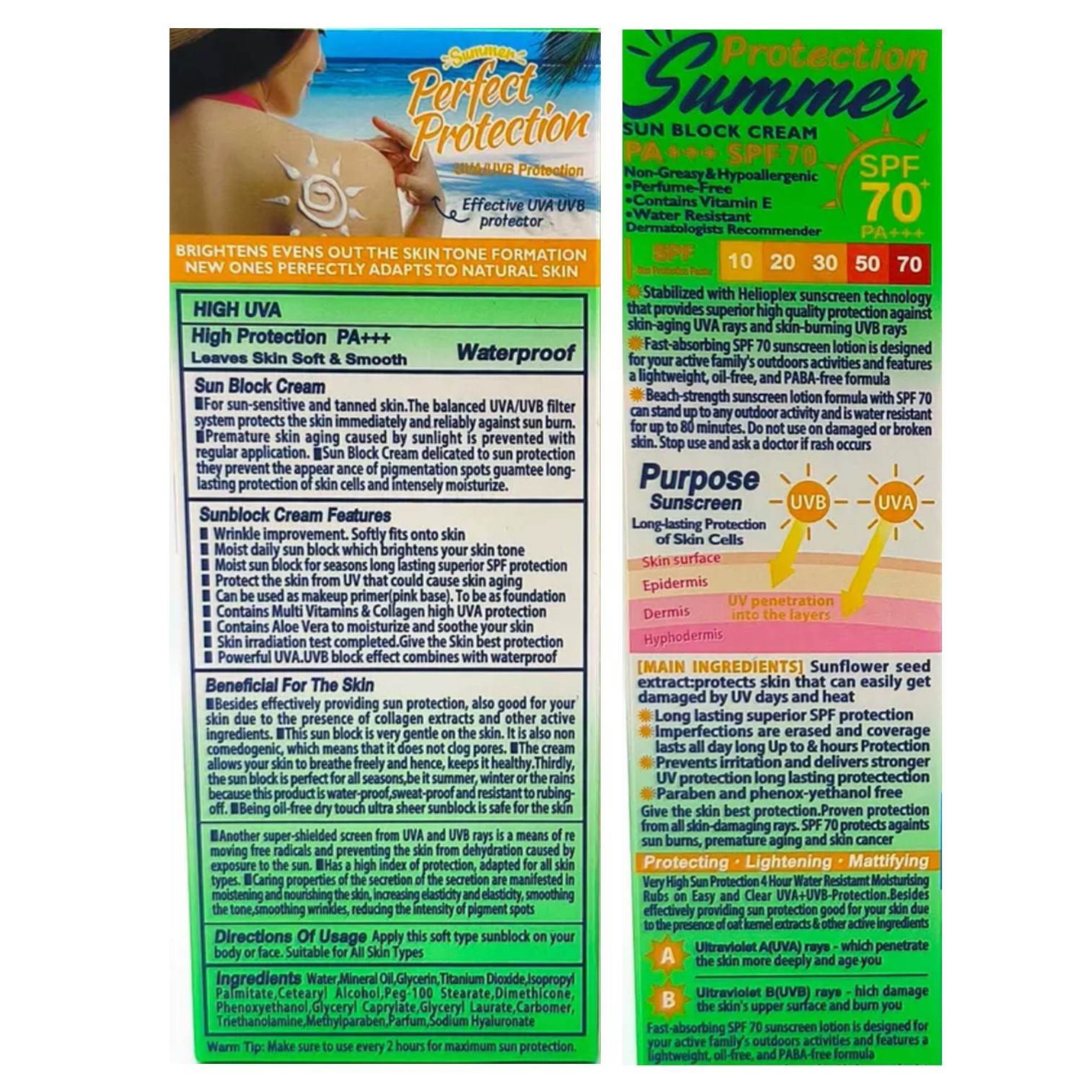 Wokali Sunscreen cream for body and face Extra Protect SPF70+ ครีมกันแดดเนื้อบางเบาสำหรับหน้าและผิวกายสูตรพิเศษพร้อมบำรุงผิวสินค้านำเข้าจากต่างประเทศรับประกันของแท้พร้อมส่ง