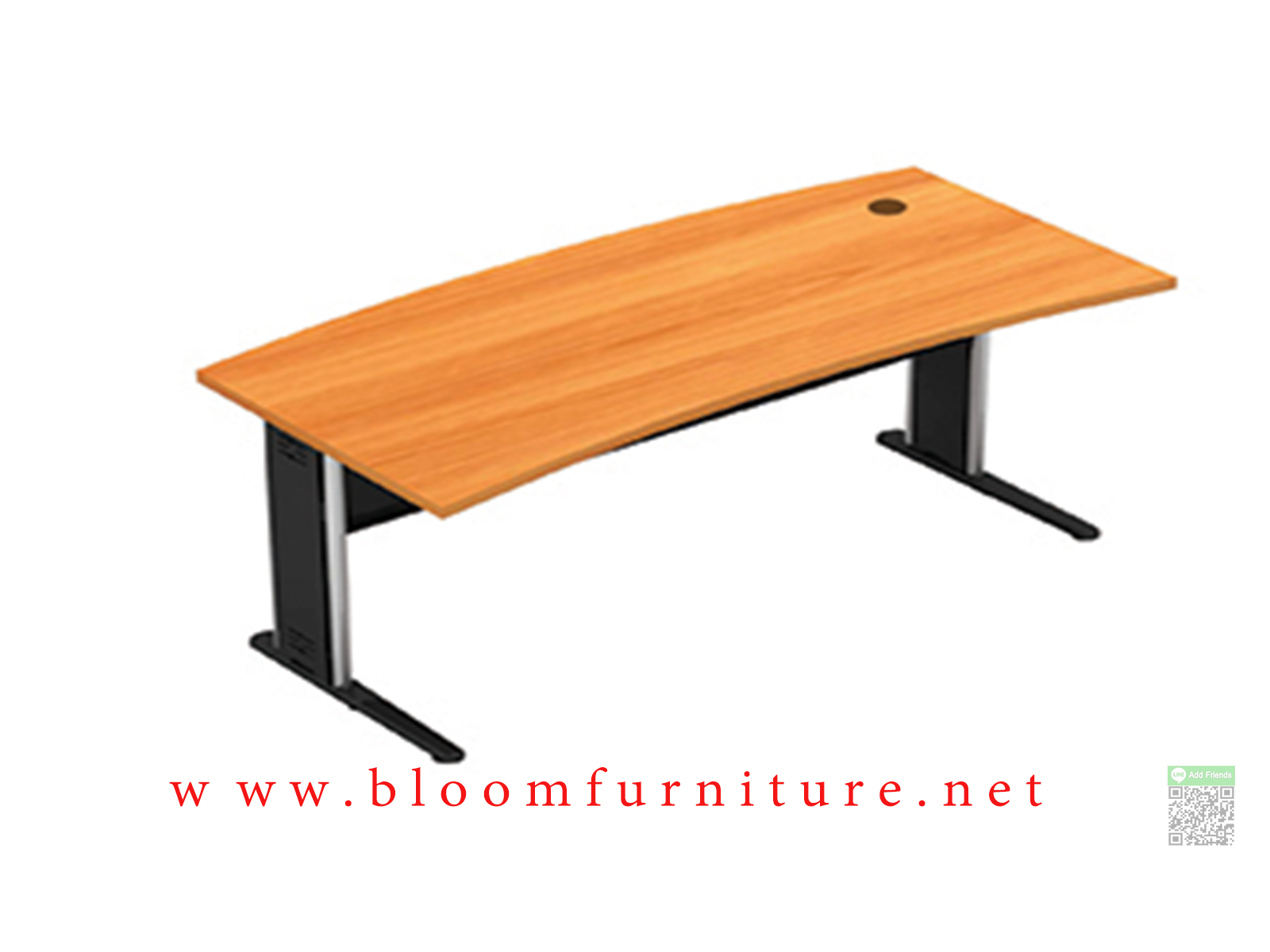 โต๊ะทำงานหน้าโค้ง โครงขาเหล็กหน้าไม้เมลามีน ฺBrand TAIYO ขนาด 180x80x75 ซม.