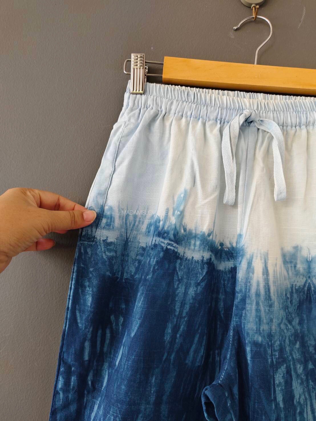 กางเกงขายาว มัดย้อมสีครามธรรมชาติ Size: S M L XL