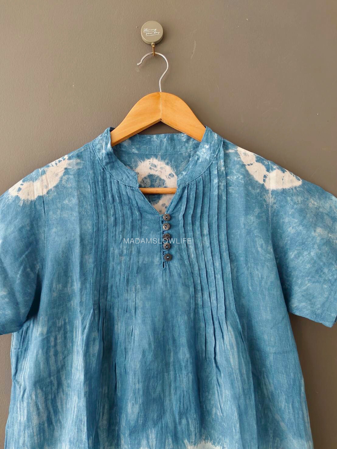 เสื้อผู้หญิงคอจีน สีคราม Size:F