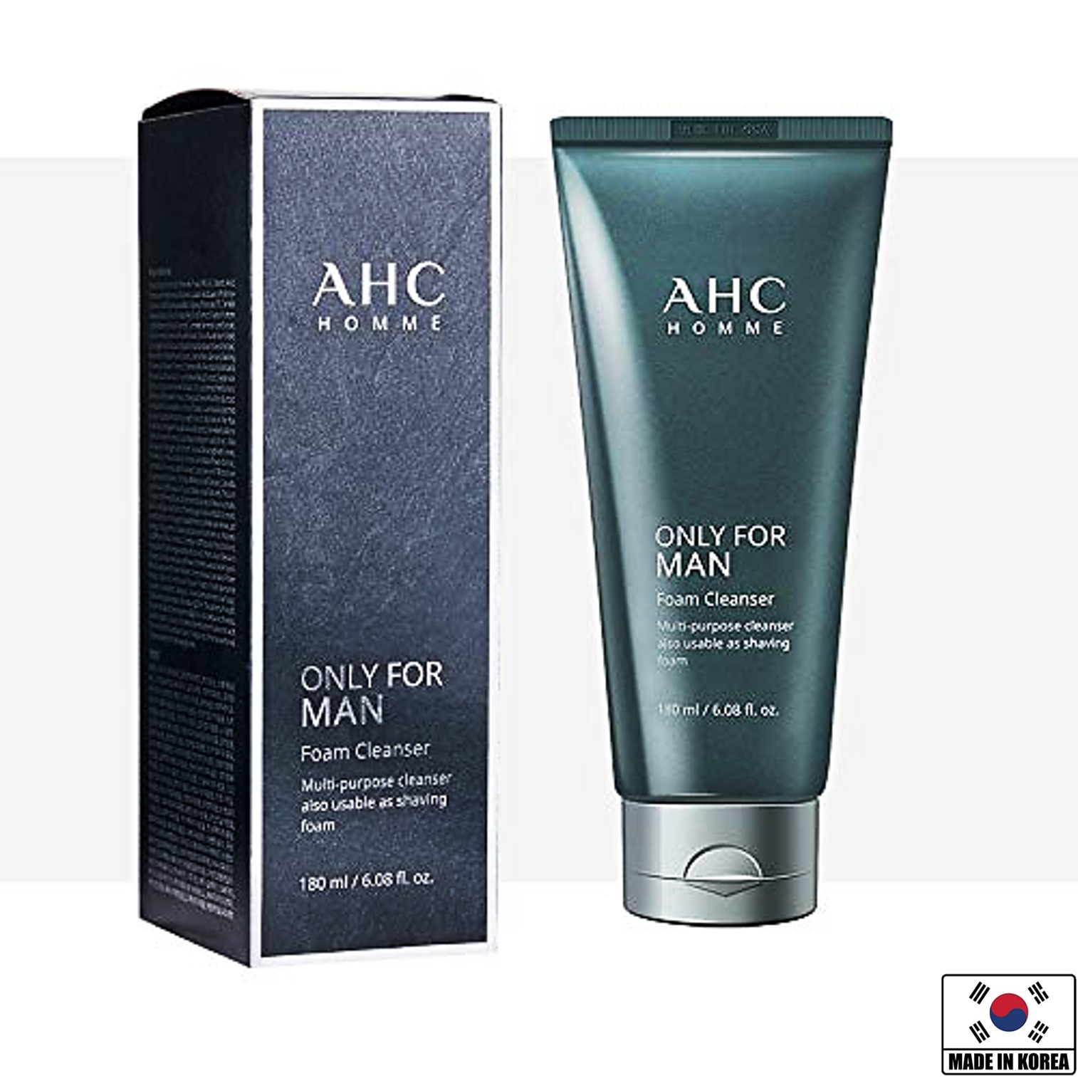 AHC HOMME Only For Man Foam Cleanser 180ml ผลิตภัณฑ์ทำความสะอาดผิวหน้าสูตรพรีเมี่ยมสำหรับผิวหน้าผู้ชายจากเกาหลี