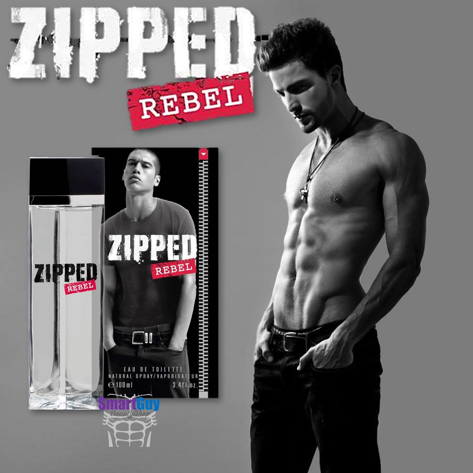 ZIPPED REBEL Eau De Toilette Natural Spray 100ml. น้ำหอมลิขสิทธิ์ของแท้ซีรี่ย์ใหม่จากแบรนด์Zippedสำหรับผู้ชายกลิ่นใหม่หอมเย็นเบาสบายผสานความเซ็กซี่น่าค้นหาชวนเข้ามาสัมผัสใกล้ๆ