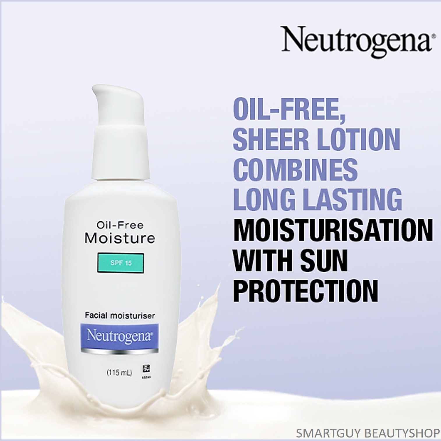 Neutrogena Oil-Free Moisture Broad Spectrum SPF15 115ml ผลิตภัณฑ์มอยซ์เจอร์ไรเซอร์บำรุงผิวหน้าสูตรปกป้องผิวหน้าจากแสงแดดในตอนกลางวัน