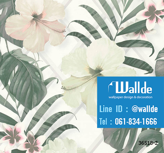 วอลเปเปอร์ลายใบไม้ สไตล์ทรอปปิคอล 0004