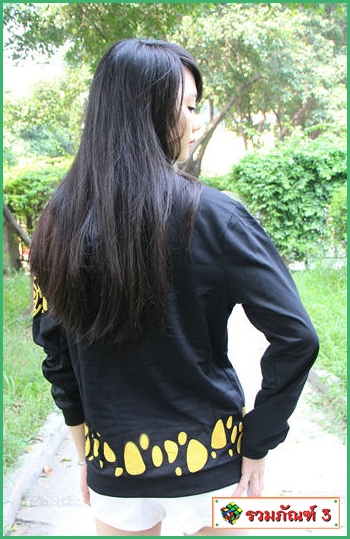 เสื้อฮู้ดวันพีช ลอว์ สีดำ V3 รุ่นบาง