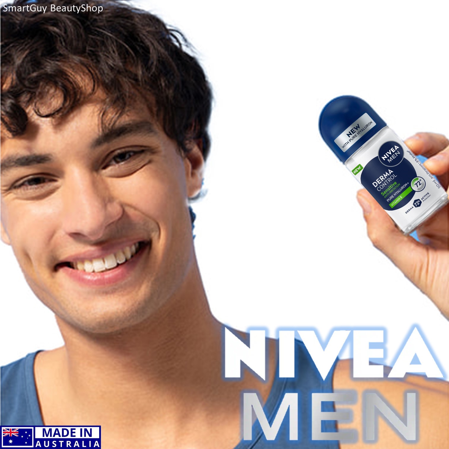 NIVEA MEN DERMA CONTROL Sensitive Anti-Perspirant Roll On 50ml ลูกกลิ้งระงับกลิ่นใต้วงแขนผู้ชายสูตรอ่อนโยนพิเศษสำหรับผิวแพ้ง่ายสินค้านำเข้าจากออสเตรเลียของแท้พร้อมส่ง